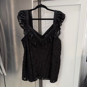 TORRID Black Lace Ruffle Blouse